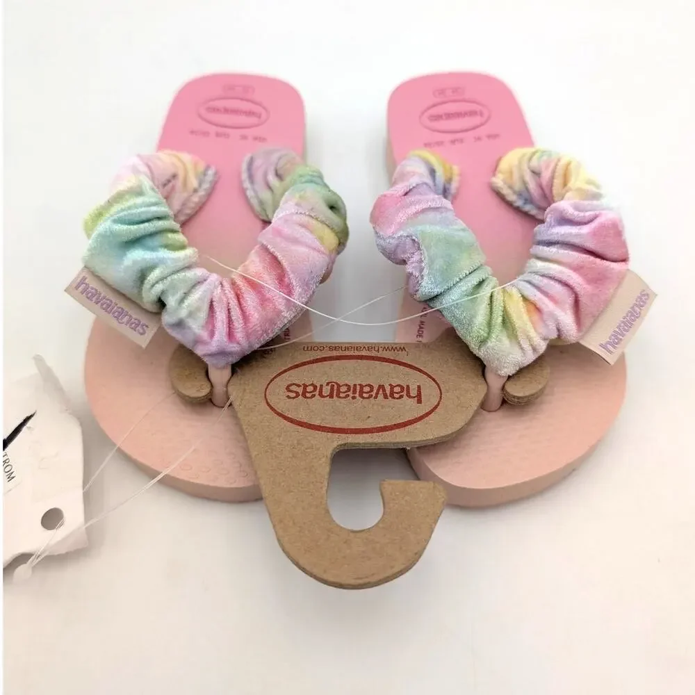 Havaianas Fluffy Flip Flop Thong Sandals Kids Ballet Rose Size US9C EU25/26